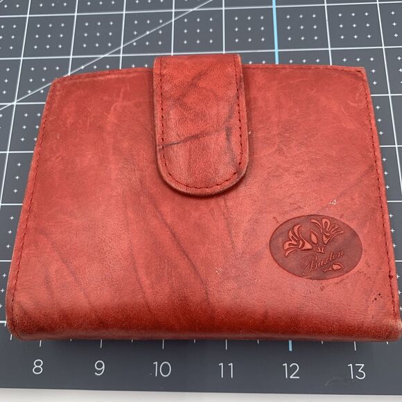 Julia Buxton Heiress Double Cardex Leather Wallet in Red Bifold Kiss Lock 4"X5" - Picture 2 of 12